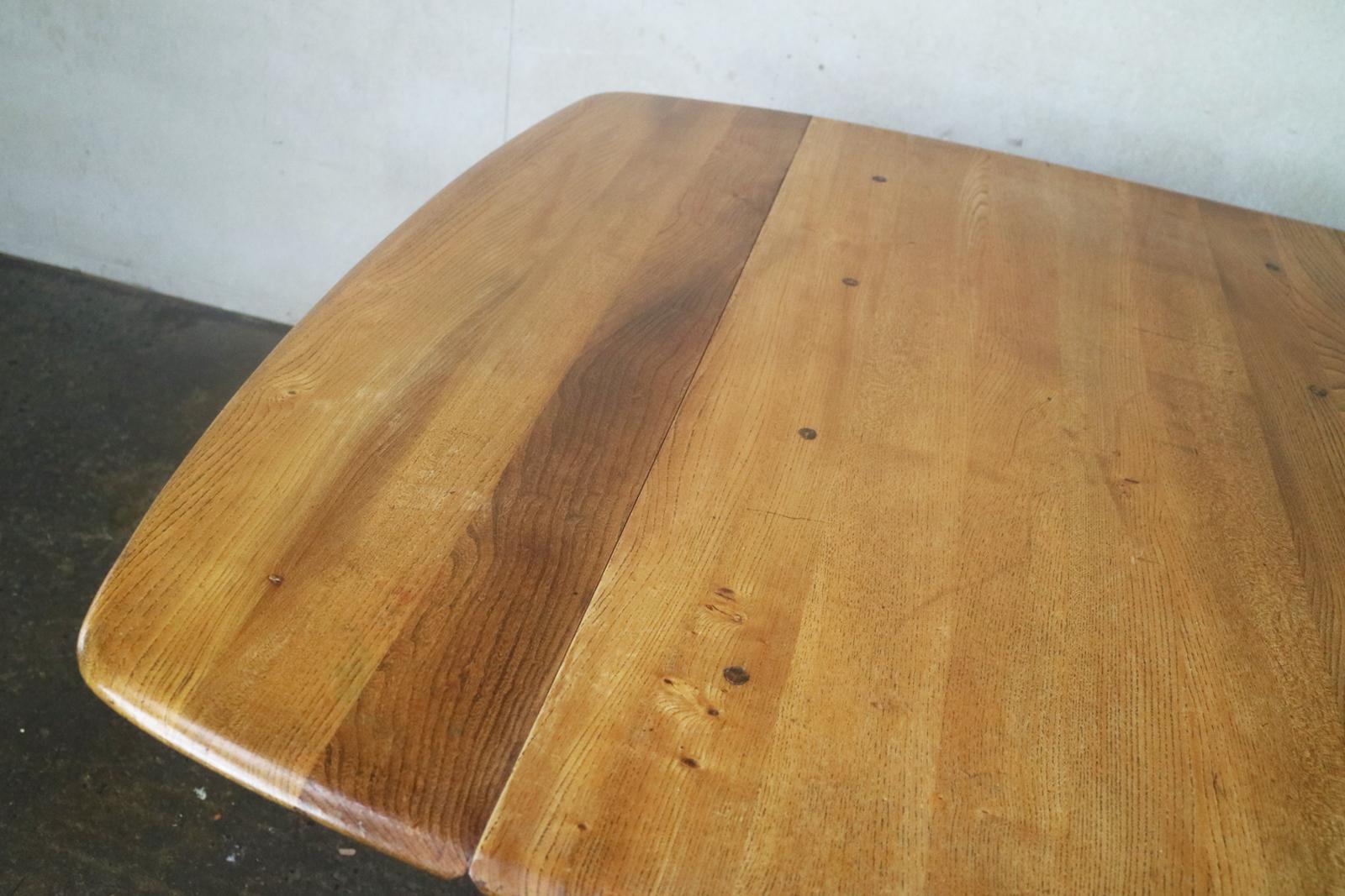 British Midcentury 1960s Ercol Elm and Beech Old Colonial 377 Drop-Leaf Dining Table For Sale