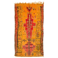 Midcentury Rare Authentic Orange Vintage Moroccan Wool Rug