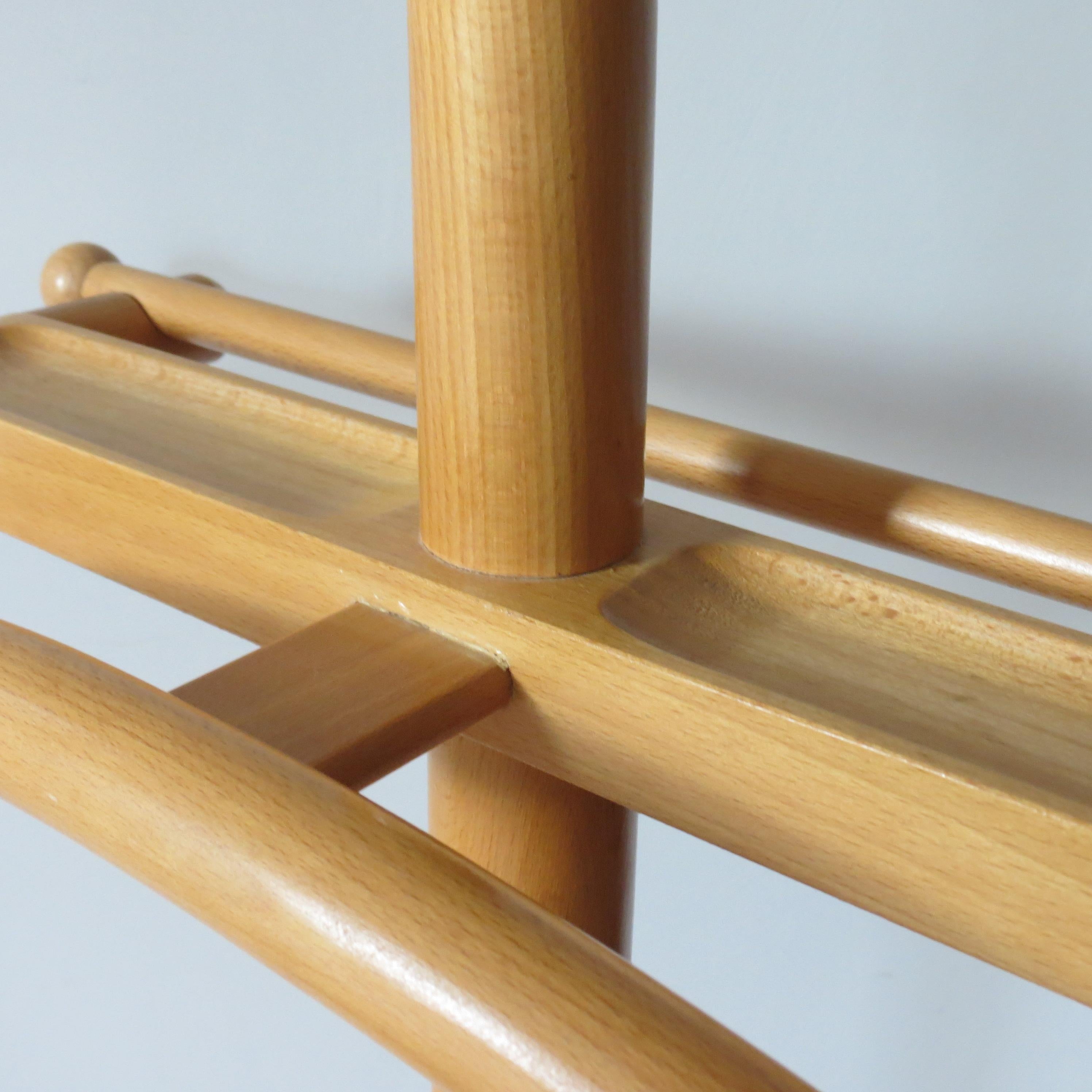 Machine-Made Midcentury 1960s Vintage Wooden Valet Clothes Stand Butler Stand