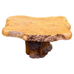 Midcentury, 1970 Organically Stylish Burl Walnut Wooden Tree Trunk Coffee Table
