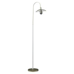 Midcentury 1970s Industrial Farm Floor Lamp – Matte Gold + White Dome Shade