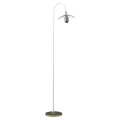 Midcentury 1970s Industrial Farm Floor Lamp – Matte Gold + White Dome Shade