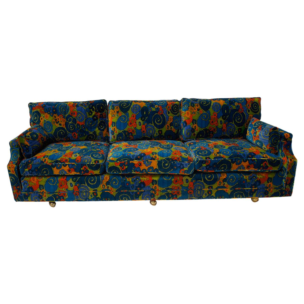 Midcentury 1970s Jack Lenor Larsen Velvet Sofa For Sale