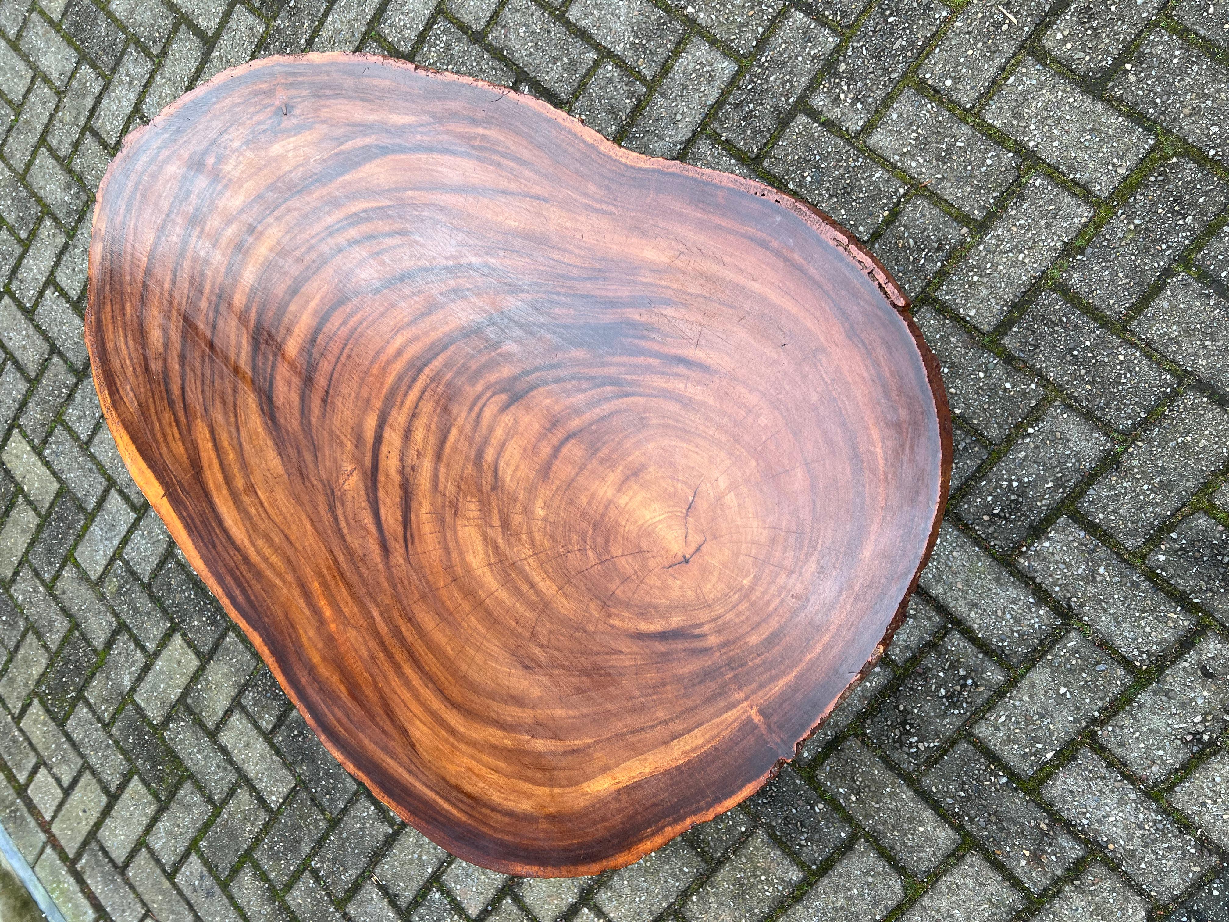 Midcentury, 1970s Organically Stylish Walnut Wooden Tree Slab Top Coffee Table For Sale 3