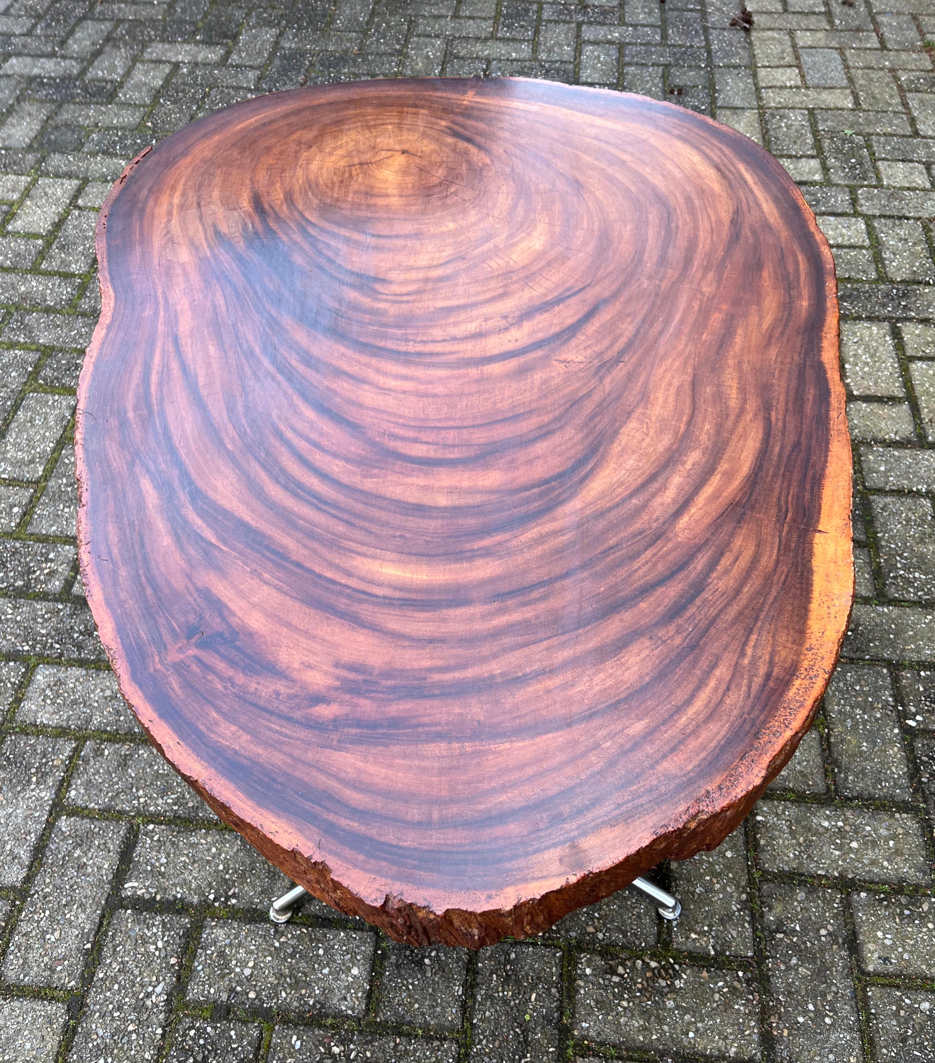 Midcentury, 1970s Organically Stylish Walnut Wooden Tree Slab Top Coffee Table For Sale 8