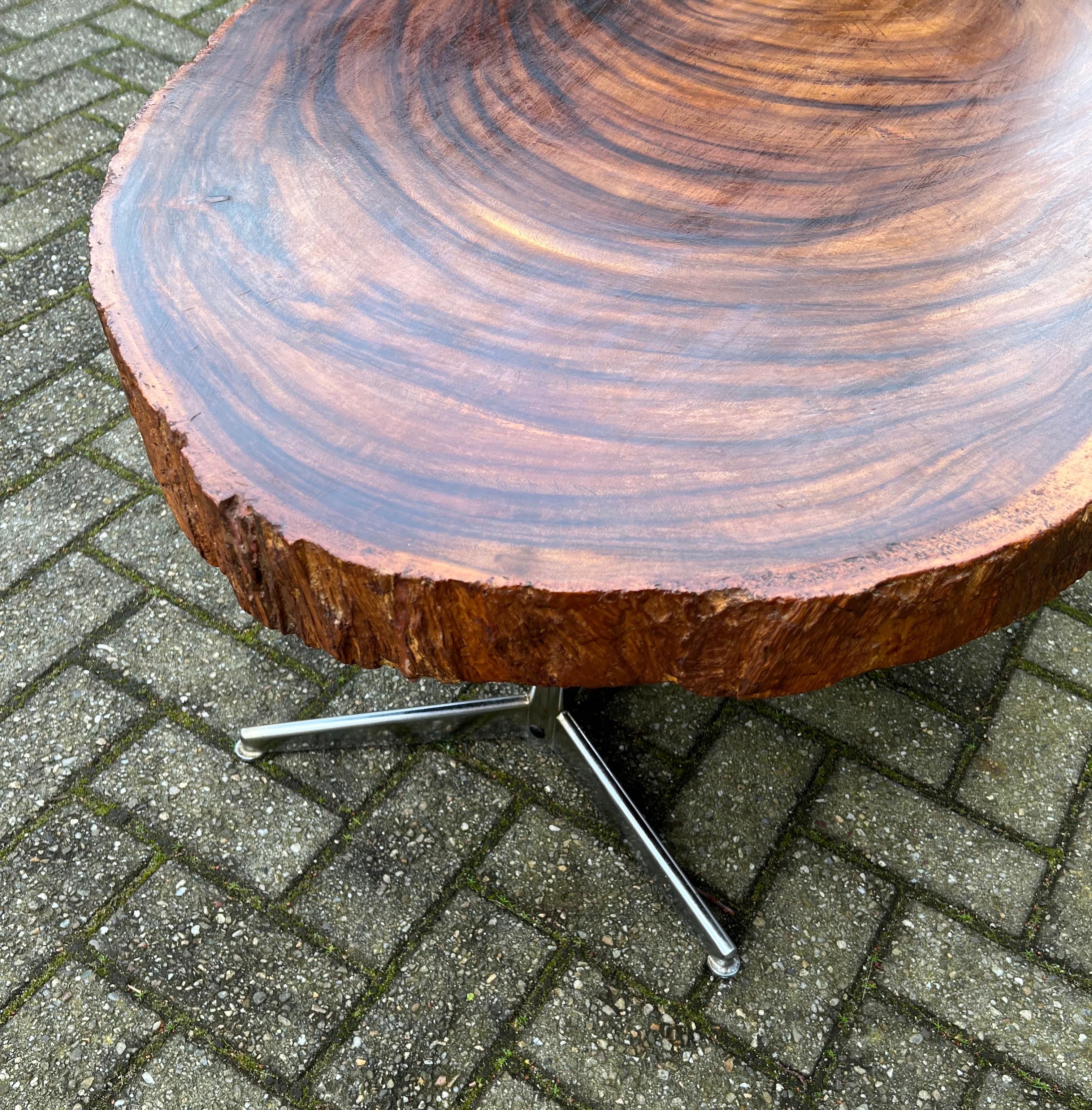 Midcentury, 1970s Organically Stylish Walnut Wooden Tree Slab Top Coffee Table For Sale 9