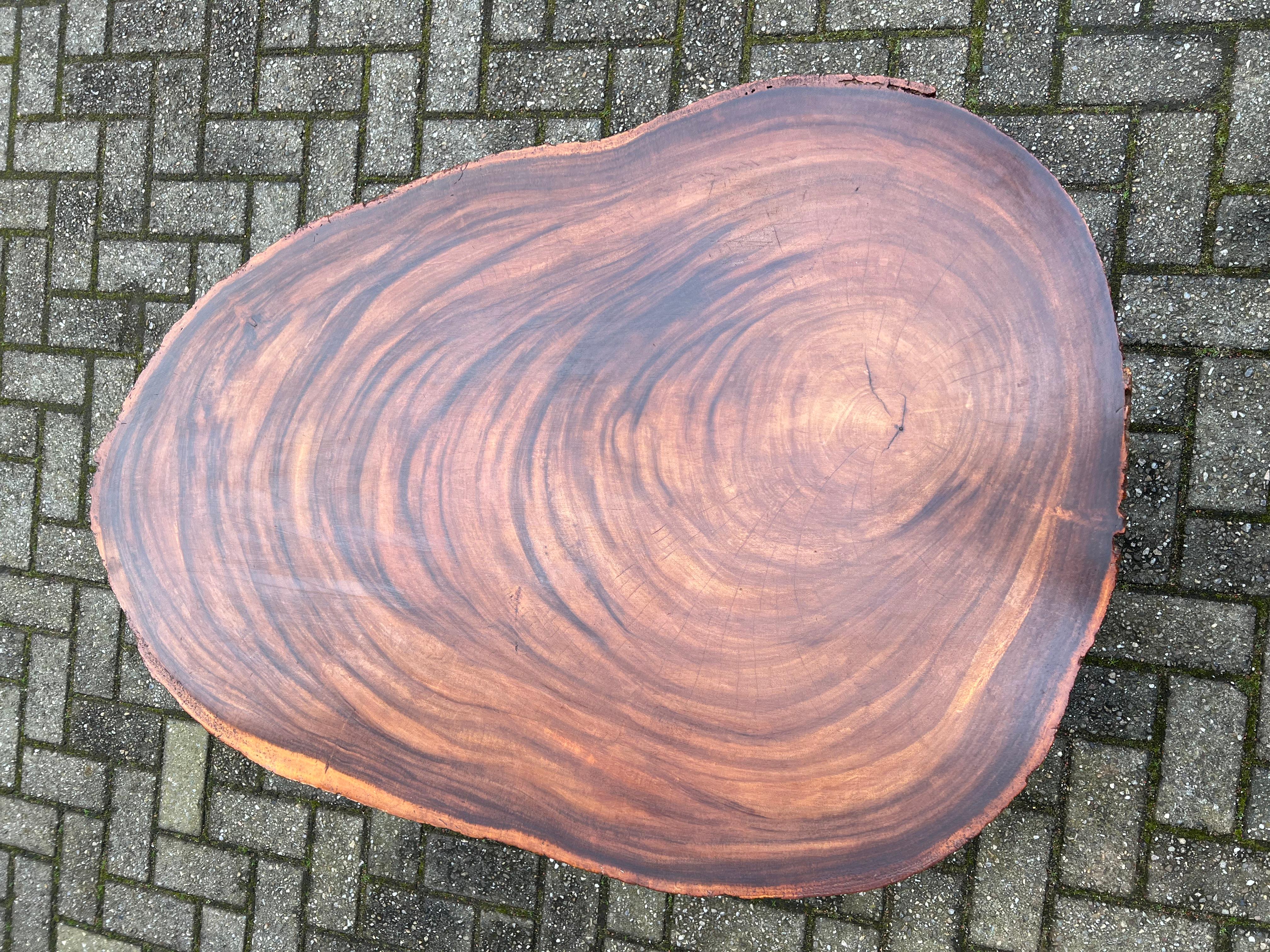 Midcentury, 1970s Organically Stylish Walnut Wooden Tree Slab Top Coffee Table For Sale 12