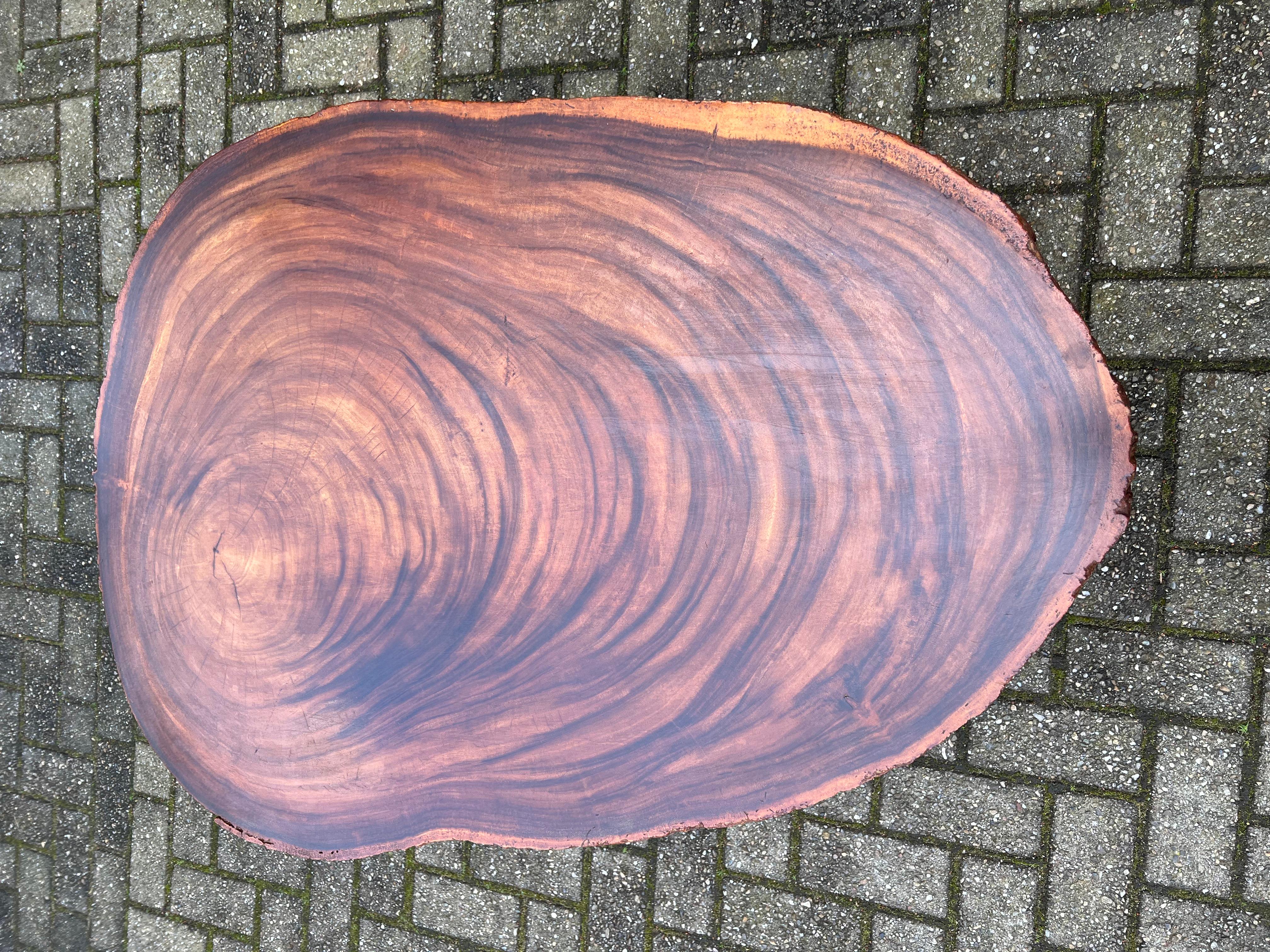 Midcentury, 1970s Organically Stylish Walnut Wooden Tree Slab Top Coffee Table For Sale 2