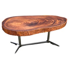 Midcentury, 1970s Organically Stylish Walnut Wooden Tree Slab Top Coffee Table