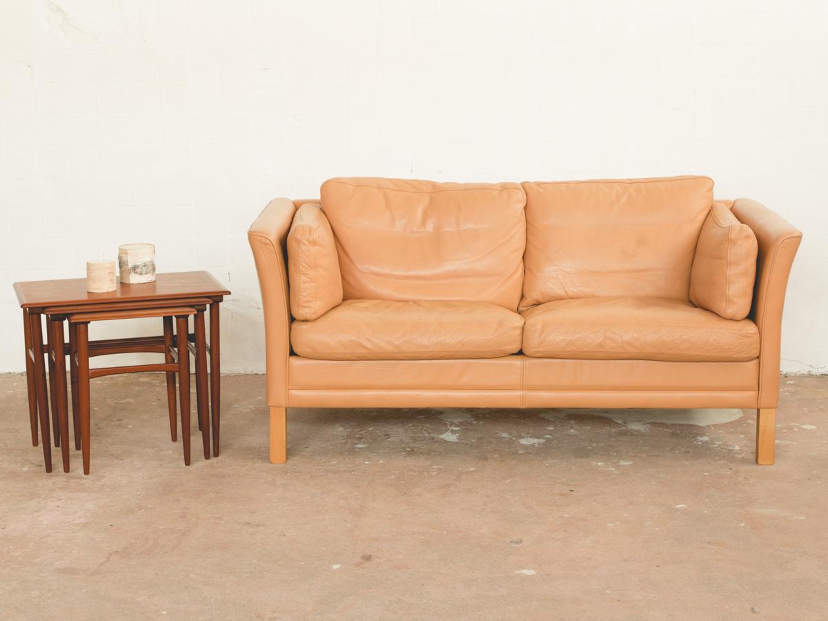 Danish Midcentury 2-Seat Sofa in Leather by Mogens Hansen