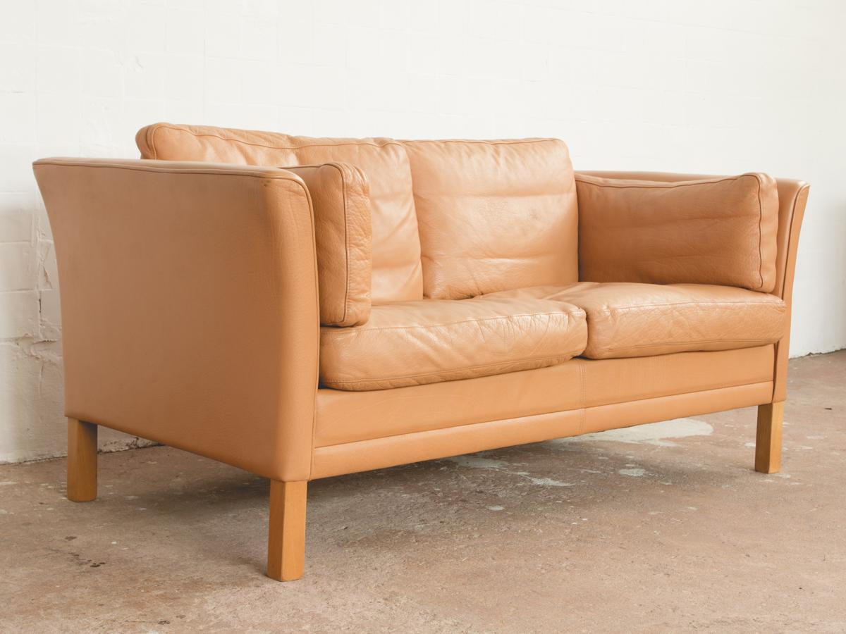 Midcentury 2-Seat Sofa in Leather by Mogens Hansen In Good Condition In Beveren, BE