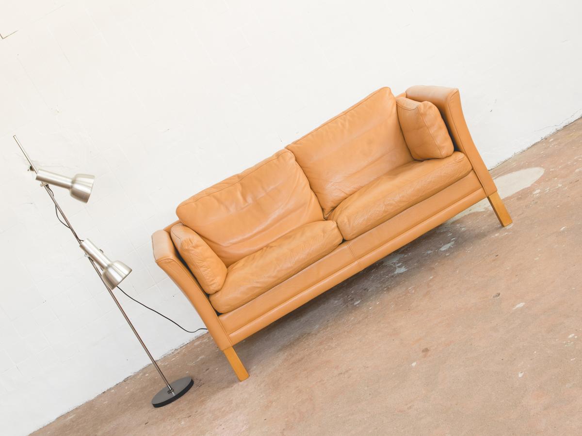 Midcentury 2-Seat Sofa in Leather by Mogens Hansen 2