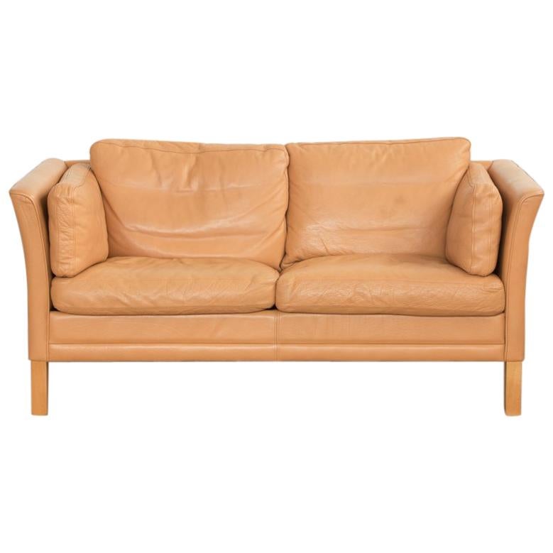 Midcentury 2-Seat Sofa in Leather by Mogens Hansen