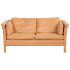 Midcentury 2-Seat Sofa in Leather by Mogens Hansen
