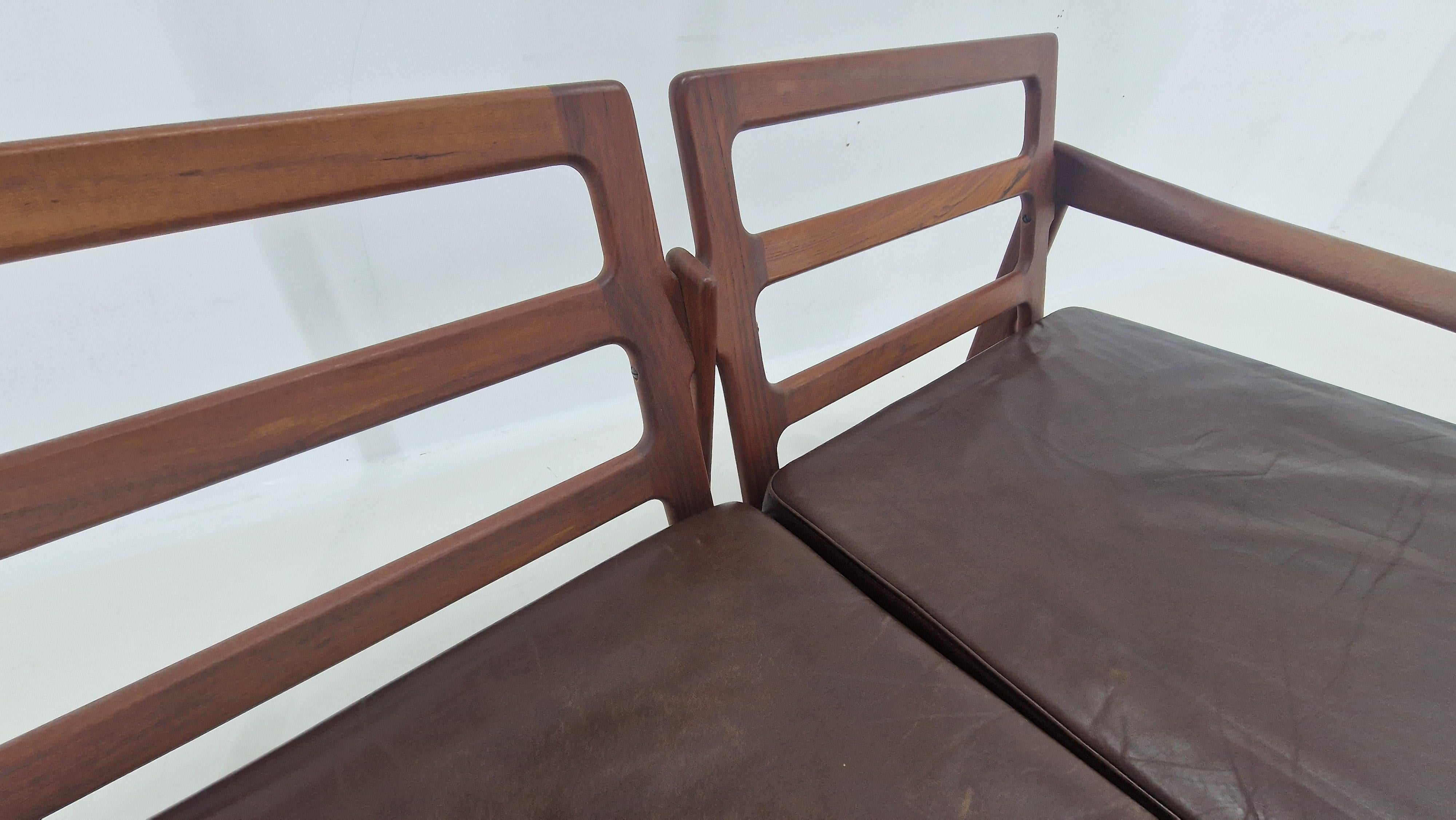 Divano in teak a 2 posti Midcentury Illum Wikkelsø for  Niels Eilersen, Danimarca, anni '70 in vendita 9