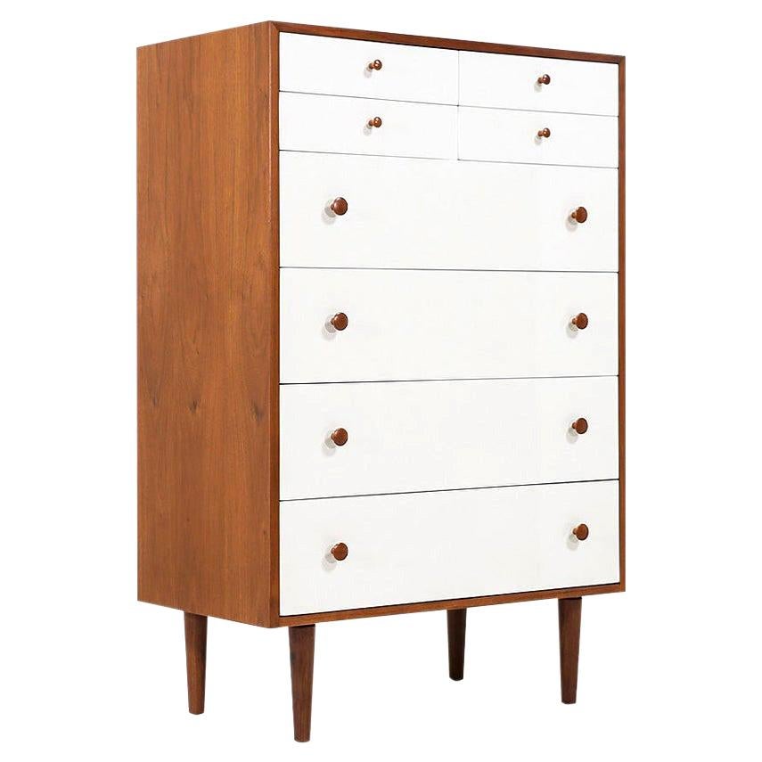 Midcentury 2-Tone Lacquered and Walnut Chest of Drawers for Glenn of California