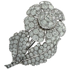 Midcentury 20 Carat Diamond Flower Brooch Pin