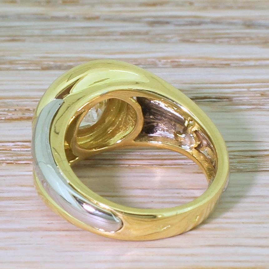 Women's or Men's Midcentury 2.04 Carat Old European Cut Diamond Solitaire Ring For Sale