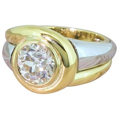 Midcentury 2.04 Carat Old European Cut Diamond Solitaire Ring