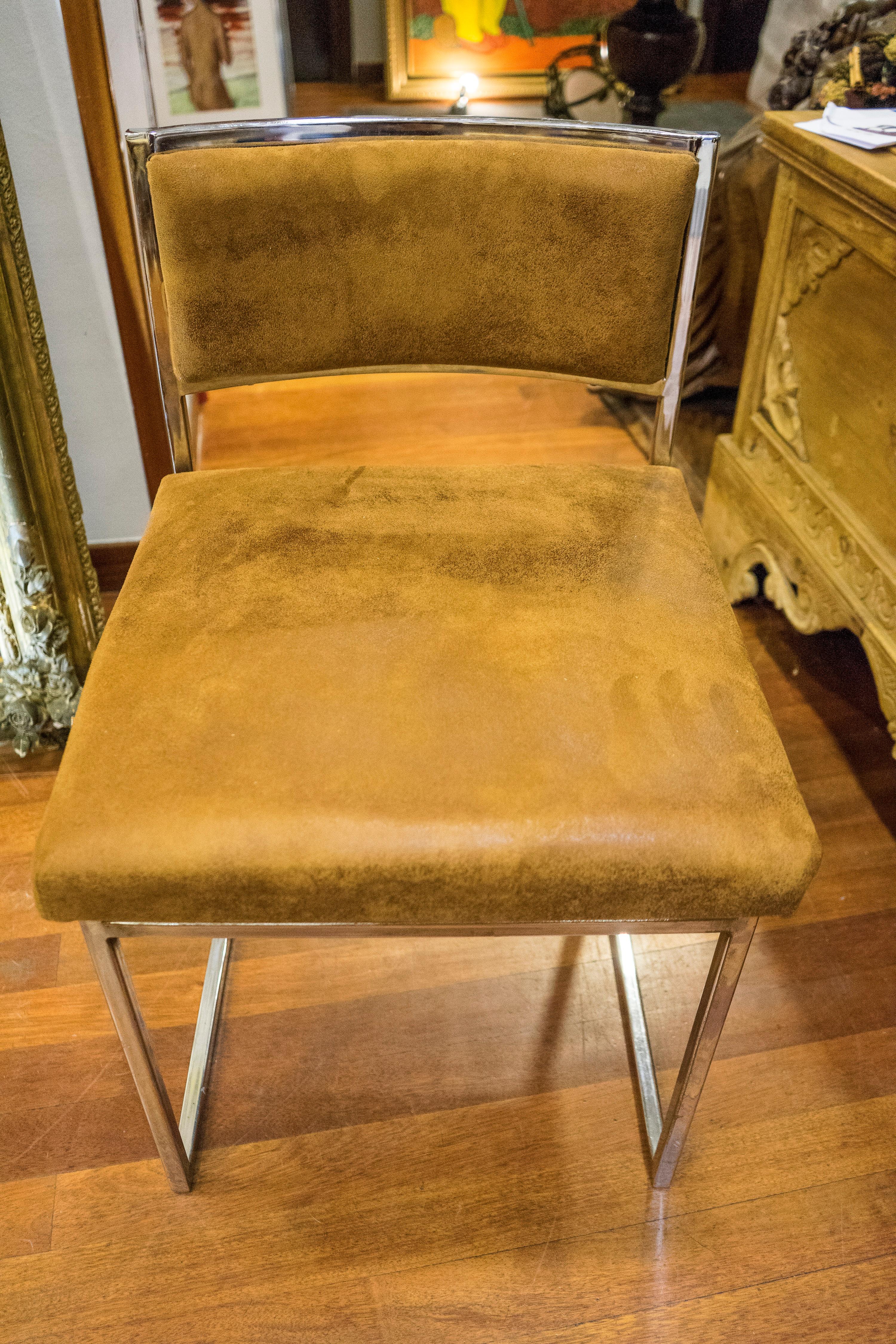 Italian Midcentury 20th Century Chrome Steel and New Upholsterery Romeo Rega Italy Chair