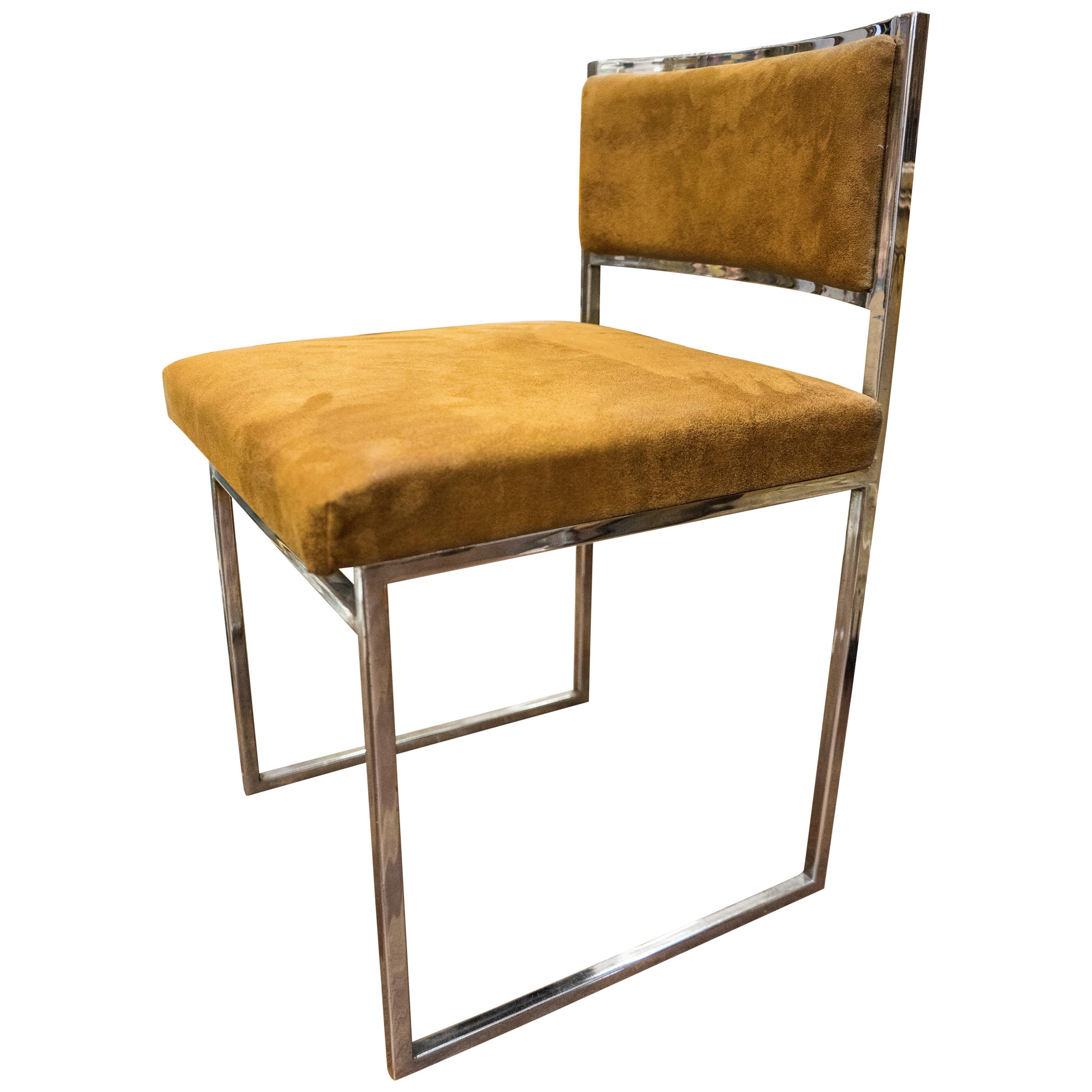 Midcentury 20th Century Chrome Steel and New Upholsterery Romeo Rega Italy Chair
