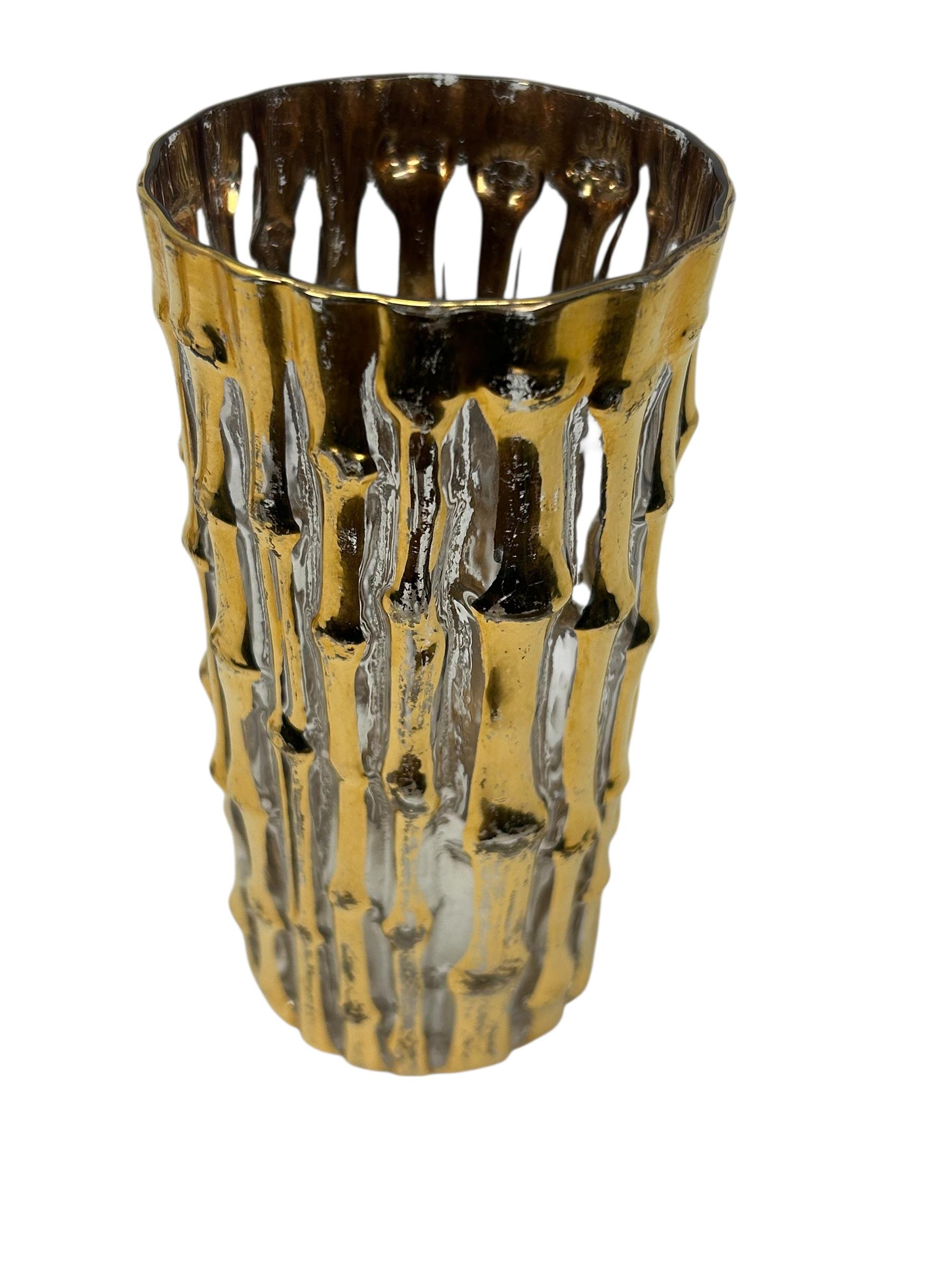 Midcentury 22-Karat Hand bemalt Bambus Highball Becher Satz von 8 c.1950 im Angebot 5