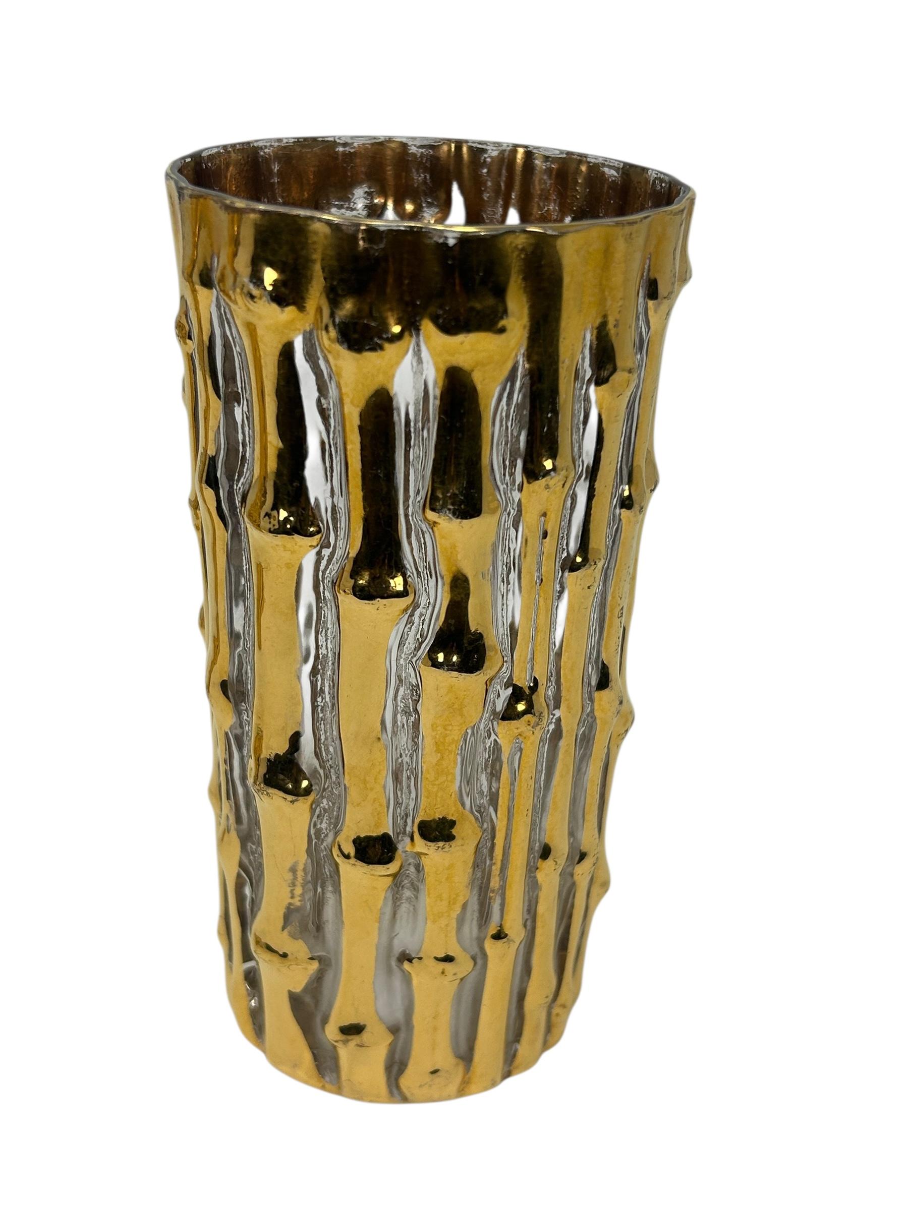 Midcentury 22-Karat Hand bemalt Bambus Highball Becher Satz von 8 c.1950 im Angebot 1