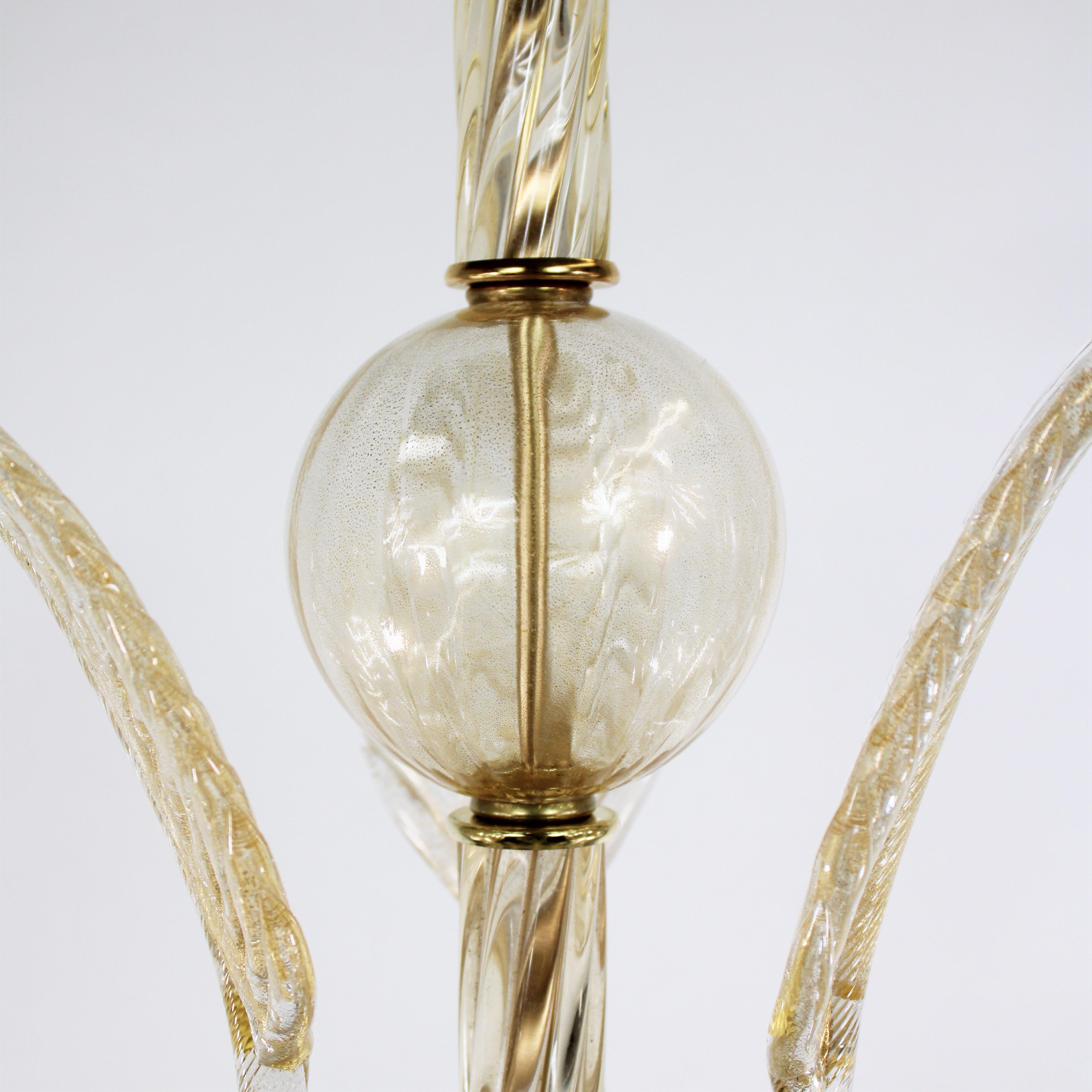 Lampada a sospensione MidCentury in oro 24 carati e fronde di Murano Rigaree in vendita 2