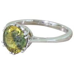 Midcentury 2.89 Carat Yellow and Blue Natural Sapphire Platinum Solitaire Ring