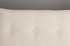 Midcentury 3 Seater Curved End Sofa Reupholstered in White Boucle c.1960s
