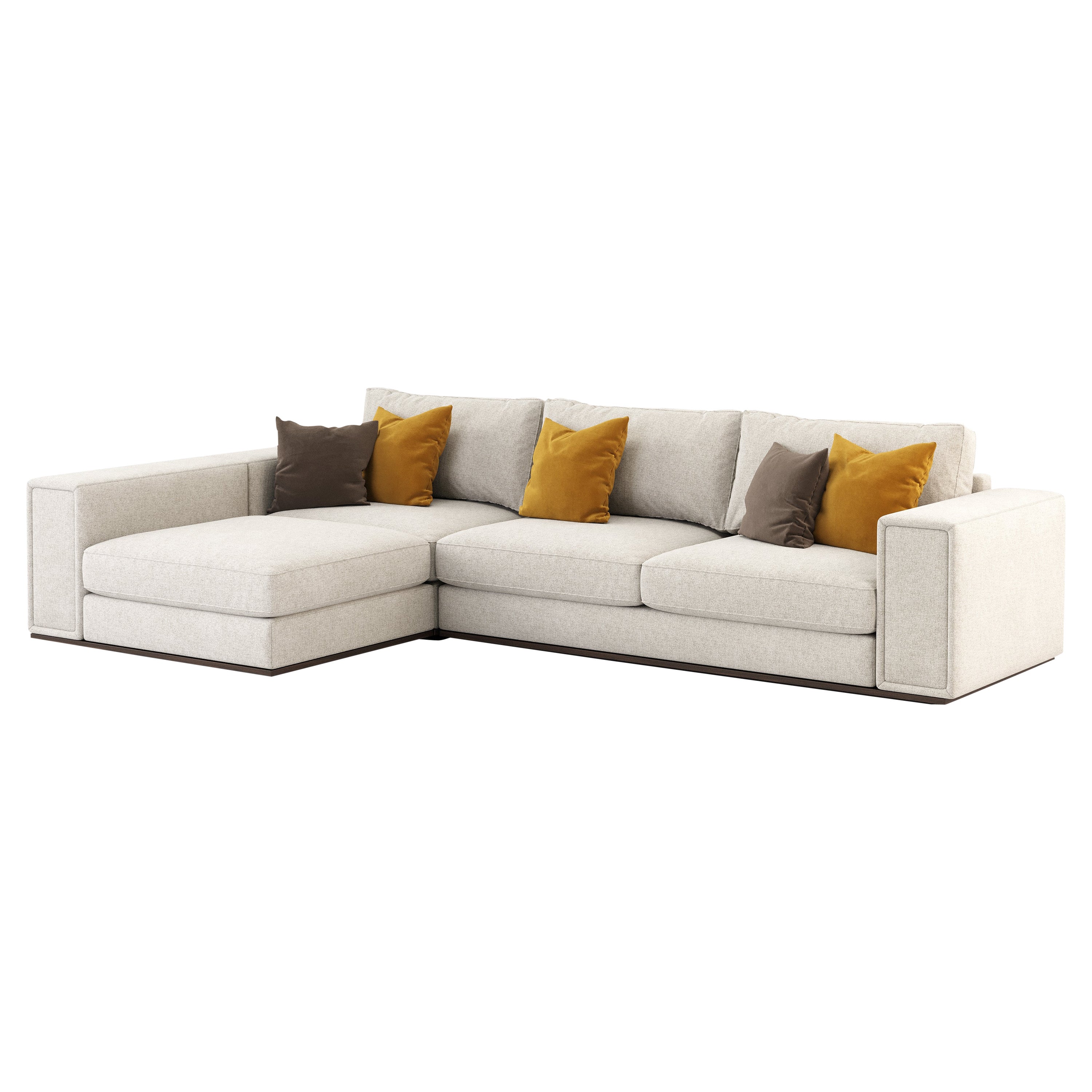 Midcentury 3 Seats with Chaise Lounge Sublime Sofa Made with Wood and Textile