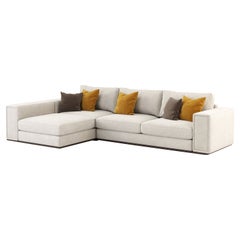 Mid-Century-Sofa mit 3 Sitzen und Chaise Longue Sublime aus Holz und Textilien