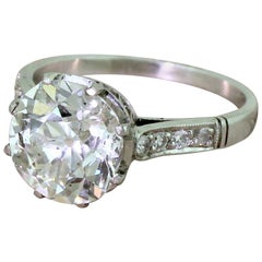 Midcentury 3.14 Carat Old Cut Diamond Engagement Ring