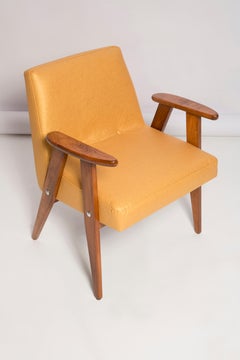 Midcentury 366 Club Armchair in Gold Pineapple Leather, Jozef Chierowski, 1960s