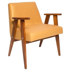 Midcentury 366 Club Armchair in Gold Pineapple Leather, Jozef Chierowski, 1960s