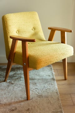Midcentury 366 Club Armchair in Yellow Boucle, Jozef Chierowski, Europe, 1960s