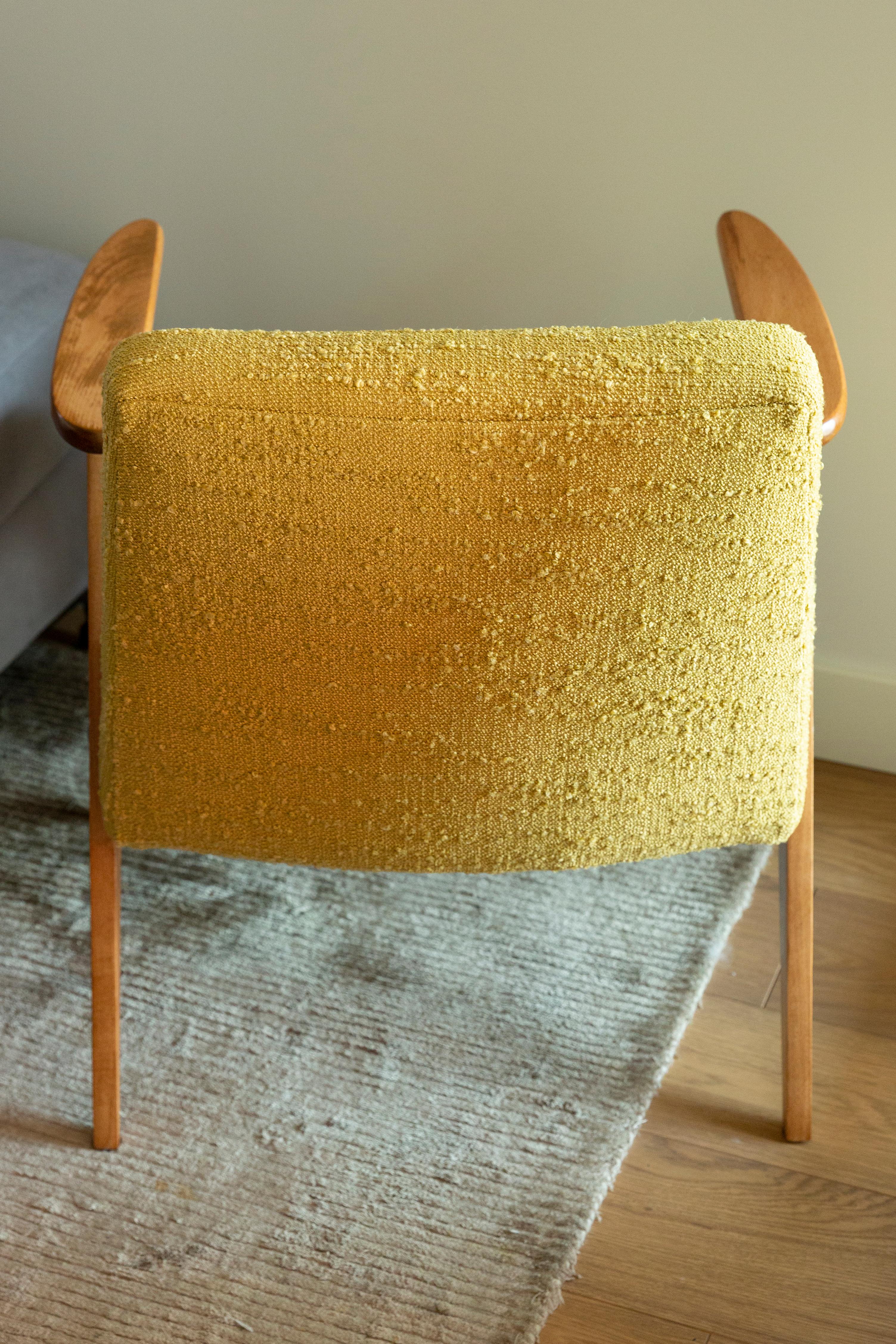 Textile Midcentury 366 Club Armchair in Yellow Boucle, Jozef Chierowski, Europe, 1960s For Sale