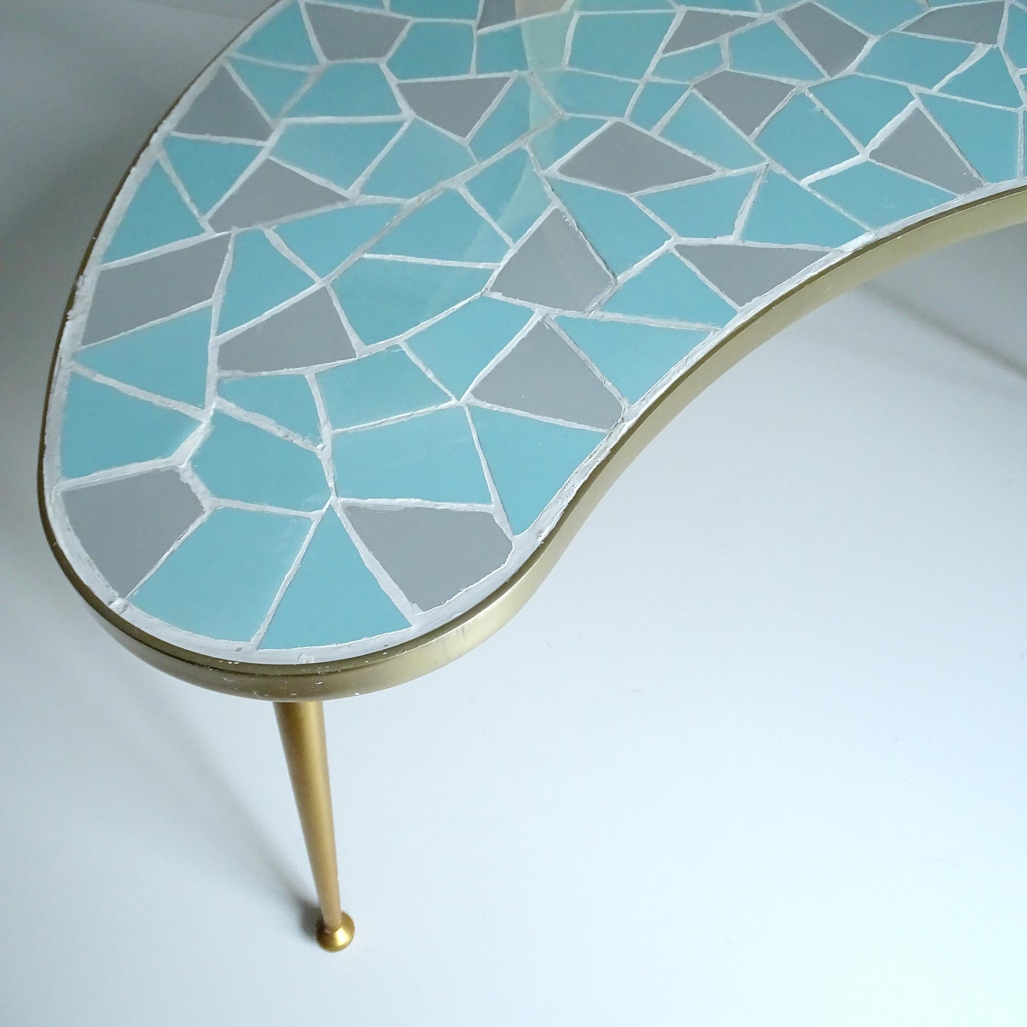 1950s Mid Century Table, Blue Green Gold, Stilnovo Era For Sale 4