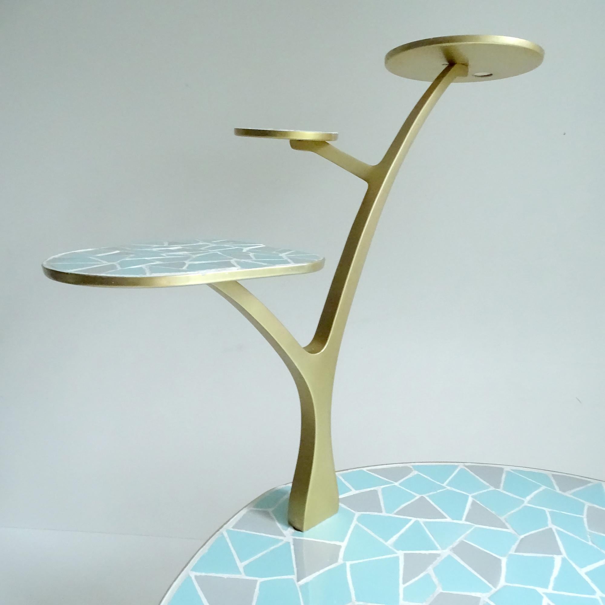 1950s Mid Century Table, Blue Green Gold, Stilnovo Era For Sale 6