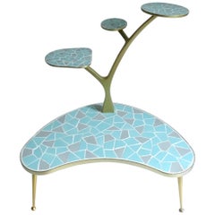 Retro 1950s Mid Century Table, Blue Green Gold, Stilnovo Era