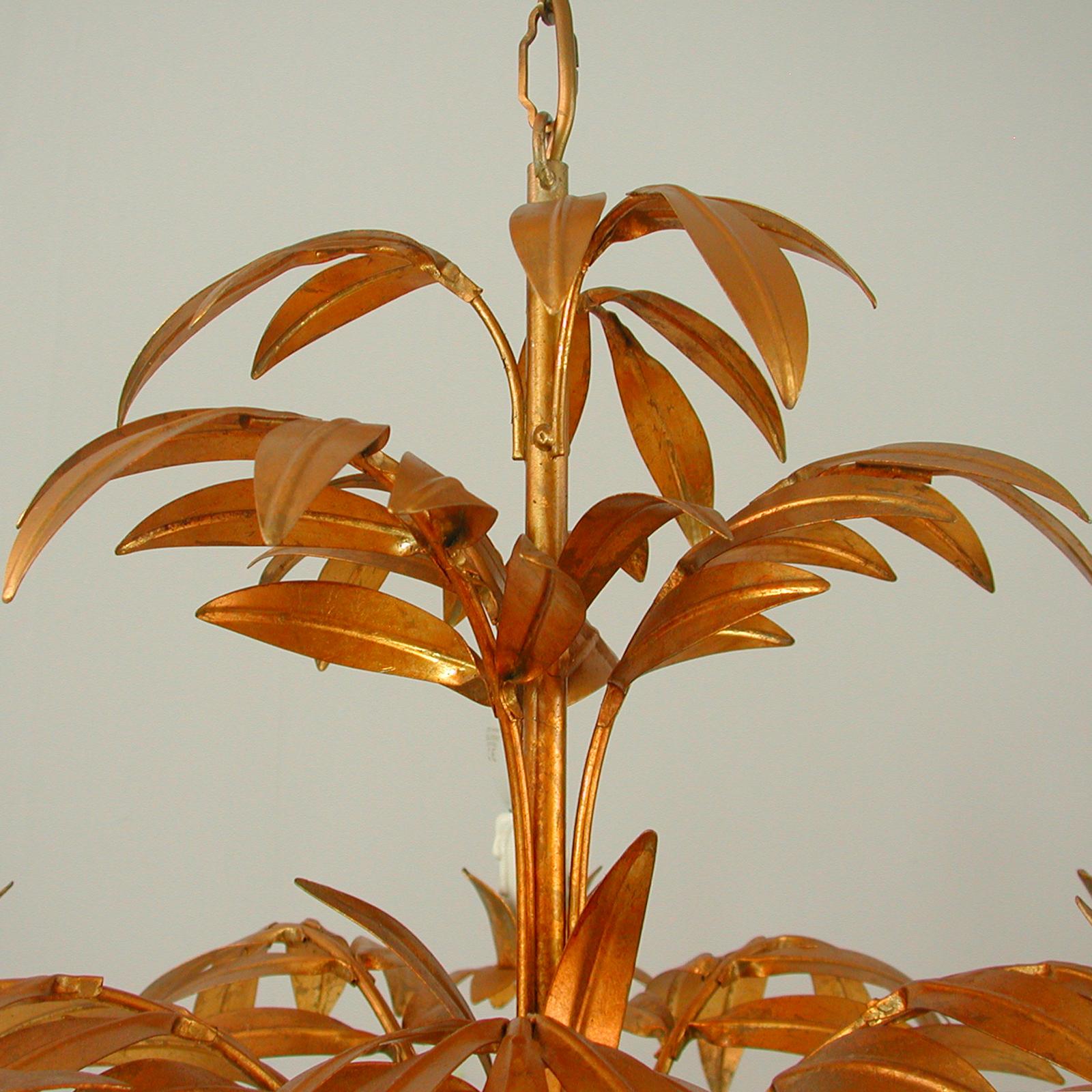 Midcentury 5-Light Gilt Palm Leaf Chandelier by Hans Kögl, 1970s 2
