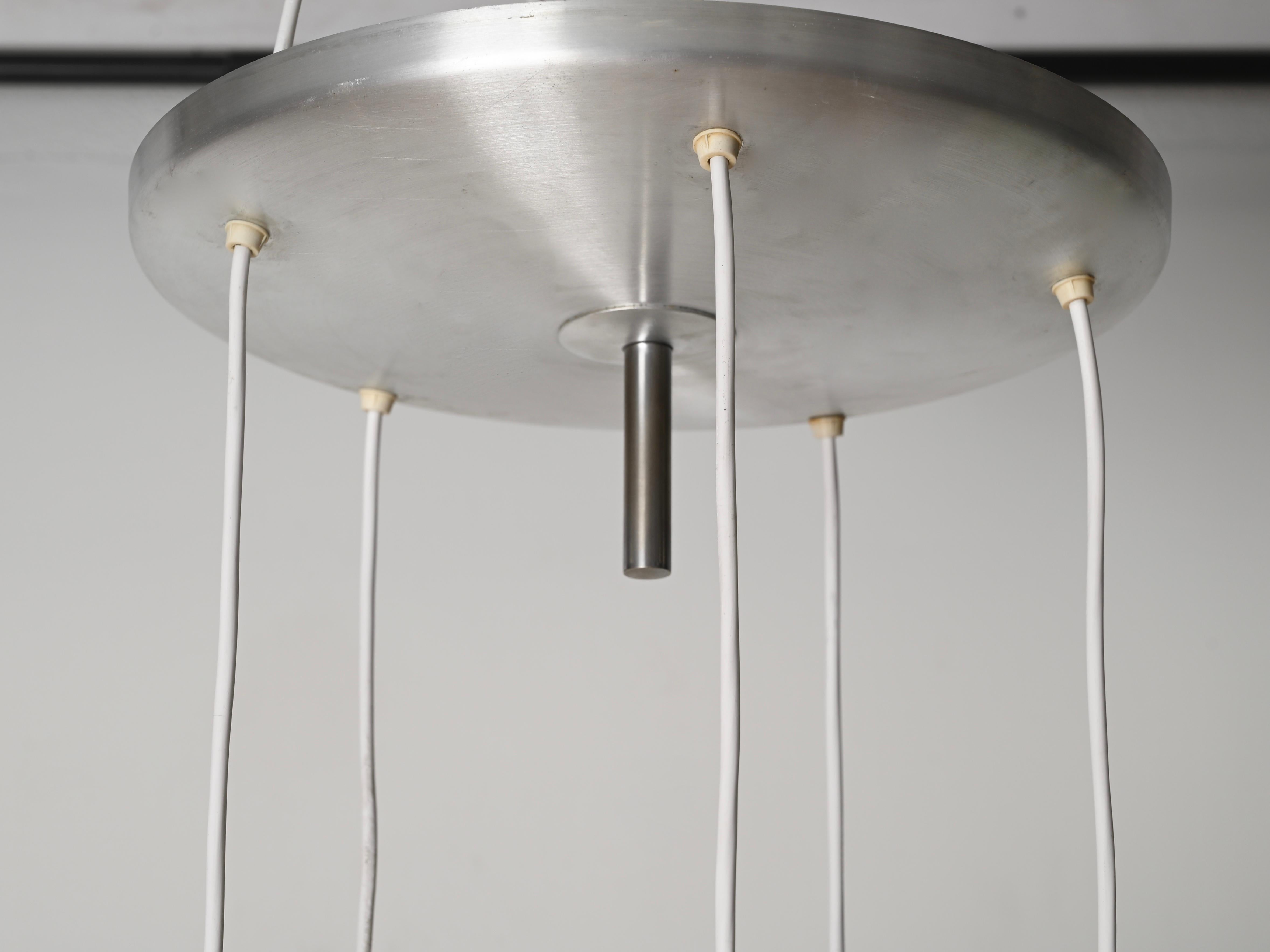 Midcentury 5 Sphere Pendant Chandelier by Stilux Milano, Italy 1960s For Sale 3