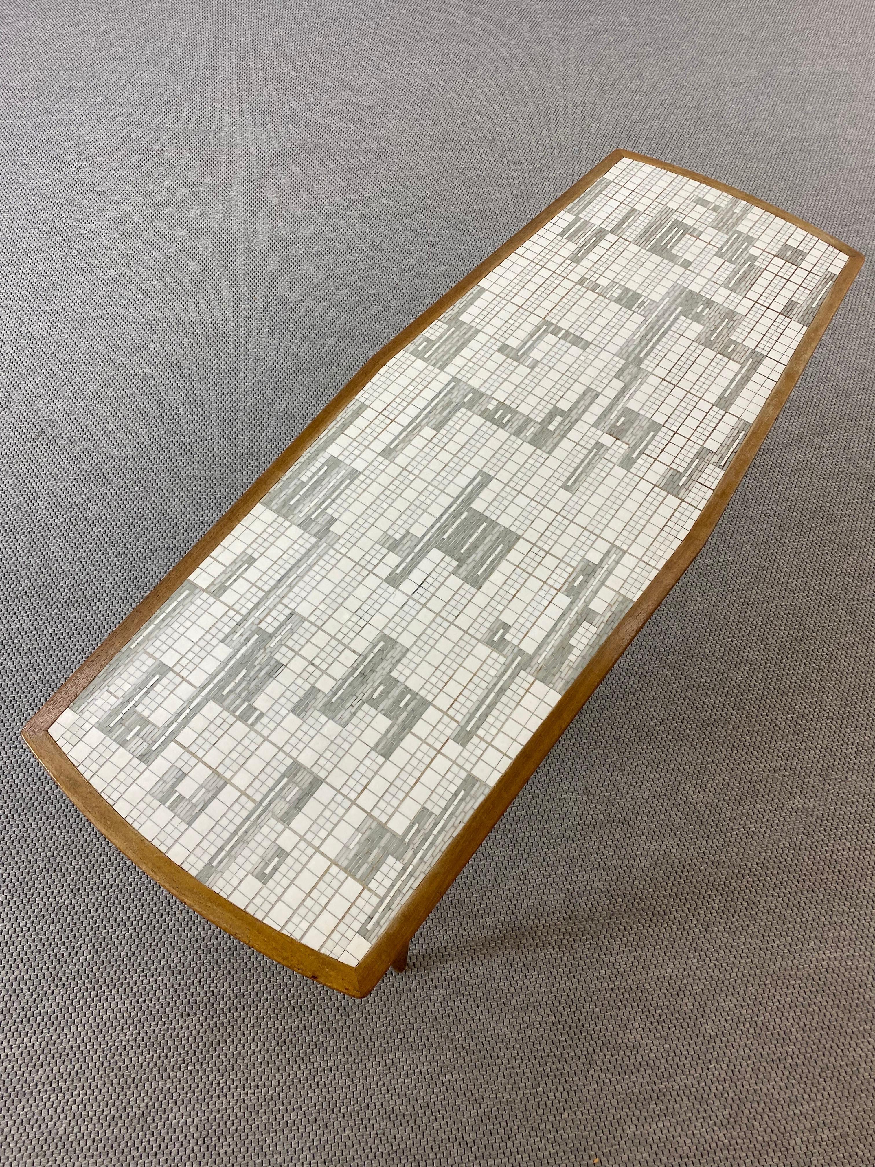 Midcentury 50s Mosaic and Wood Coffee table by Berthold Müller-Oerlinghausen For Sale 5