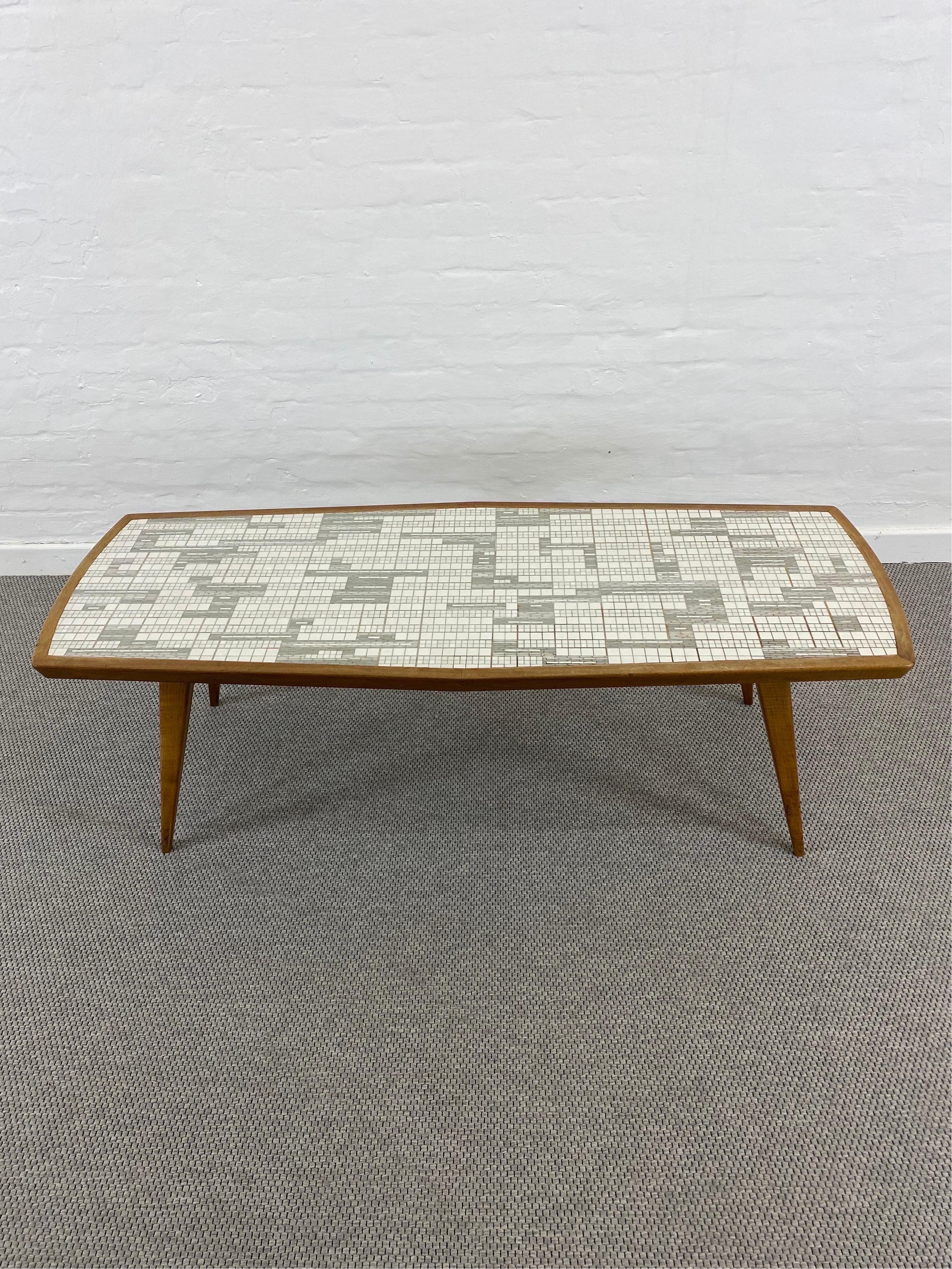 Mid-Century Modern Midcentury 50s Mosaic and Wood Coffee table by Berthold Müller-Oerlinghausen For Sale