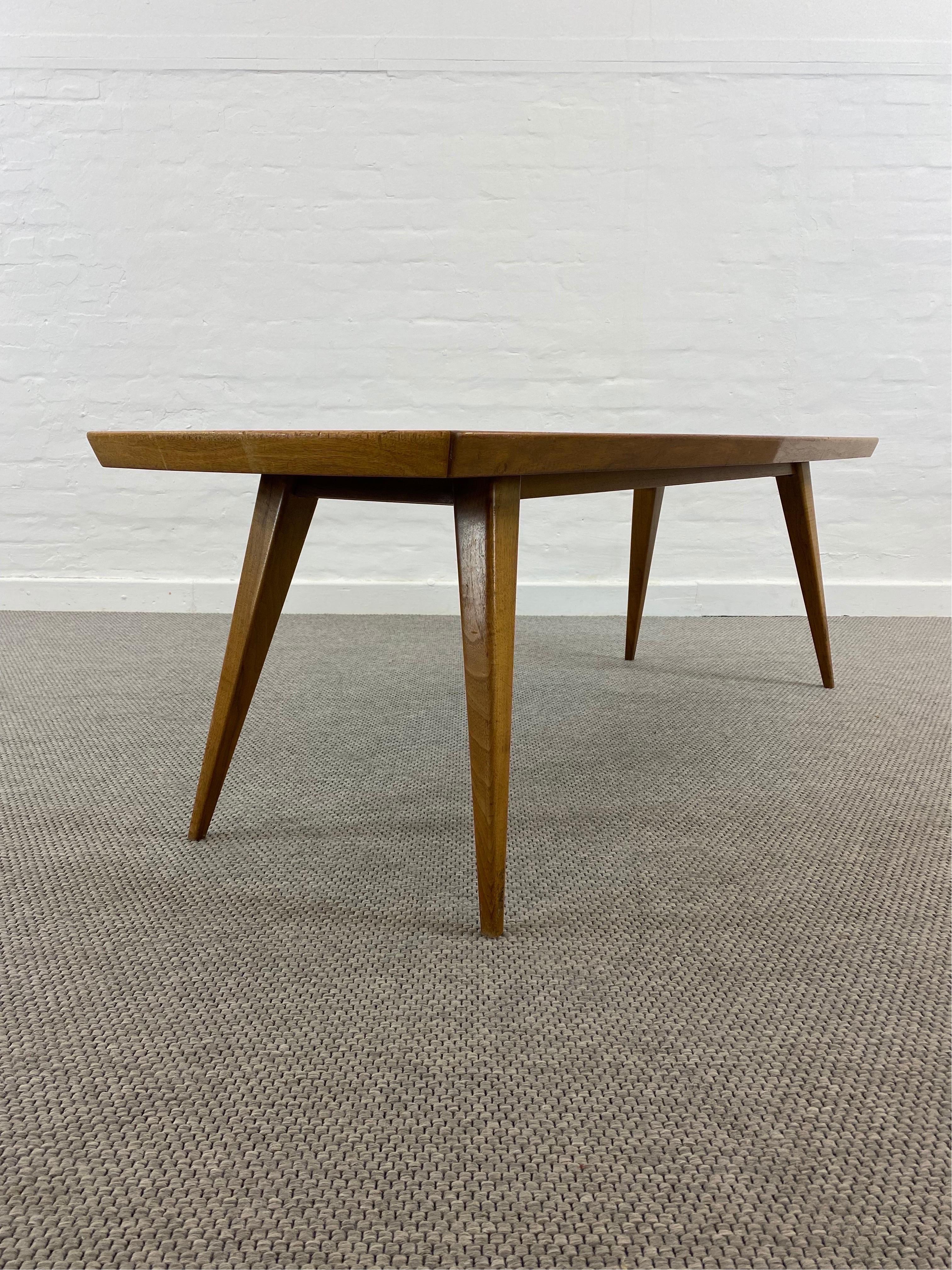 Midcentury 50s Mosaic and Wood Coffee table by Berthold Müller-Oerlinghausen For Sale 2