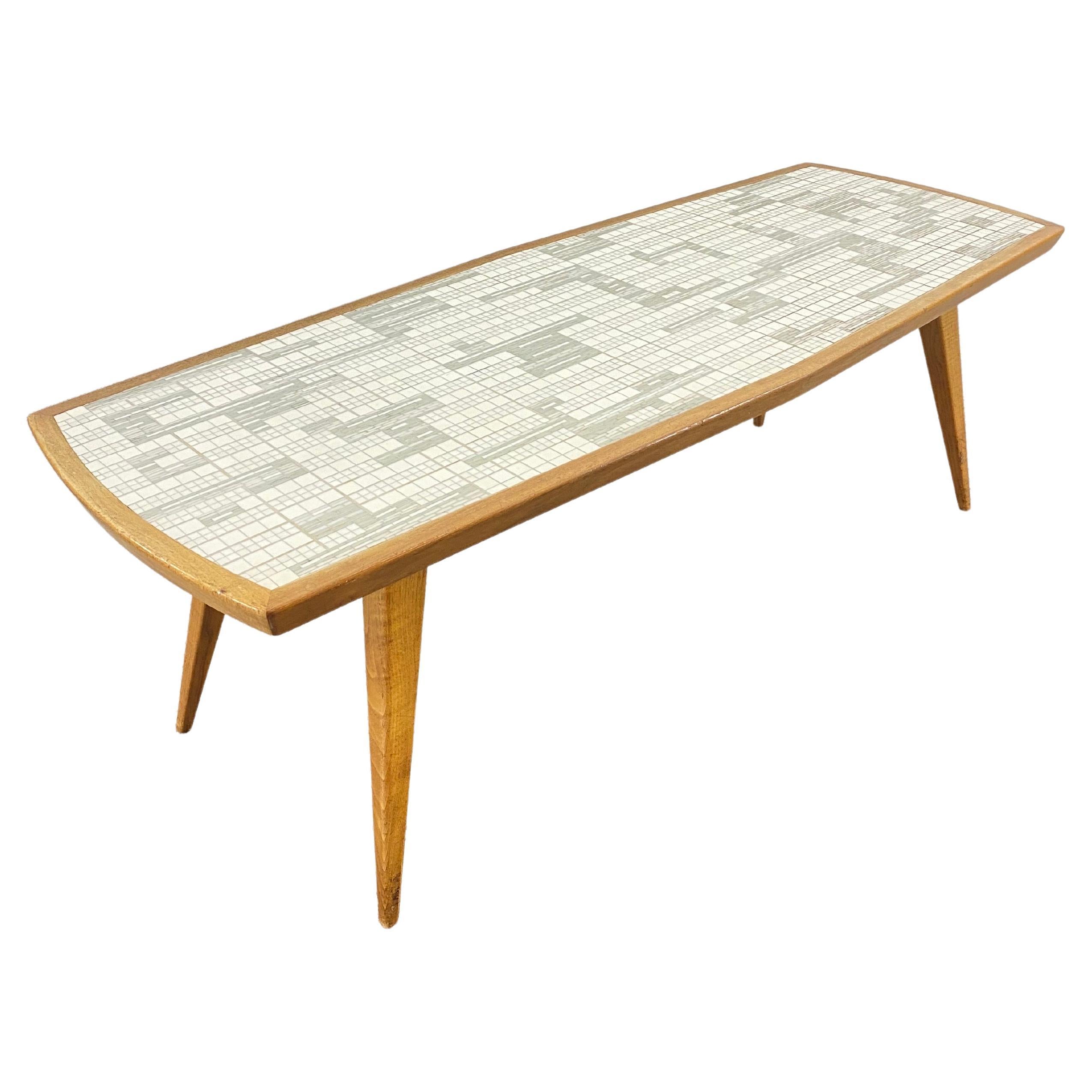 Midcentury 50s Mosaic and Wood Coffee table by Berthold Müller-Oerlinghausen For Sale