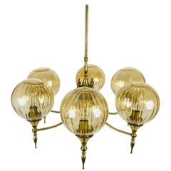 Midcentury 6-Arm Brass Chandelier, circa 1950s