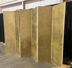 Midcentury 6 Panel Gold and Silver Leaf Tea Paper Screen