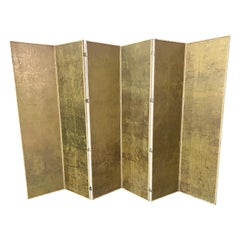Midcentury 6 Panel Gold und Silber Blatt Tee Papier Bildschirm