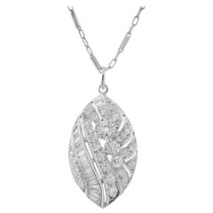 Retro Midcentury .65 Carat Diamond White Gold Pendant Necklace